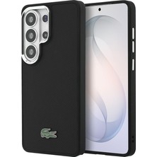 Galaxy S26 Ultra Uyumlu Kılıf Lacoste Lisanslı Pu Pike Desen Ikonik Timsah Metal Logolu Kapak Siyah