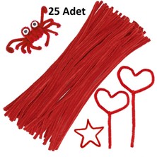 Merzümay 25 adet çiçek yapımına uygun kırmızı şönil teli 6mm 30 cm