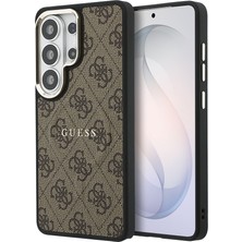 Galaxy S26 Ultra Kılıf Guess Lisanslı M-Safe Uyumlu Pu Deri 4g Desenli Yazı Logolu Kapak Kahverengi