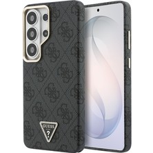 Galaxy S26 Ultra Kılıf Guess Lisanslı M-Safeli Gold Kamera Çerçeveli Taşlı Üçgen Logo Kapak Siyah