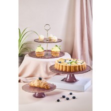 Feyza Design Mürdüm Renk 5 Parça Pasta ve Tatlı Sunum Seti, Şık ve Kullanışlı Tasarım