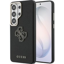 Galaxy S26 Ultra Kılıf Guess Lisanslı Grained Yazı ve 4g Büyük Metal Logolu Kapak Siyah