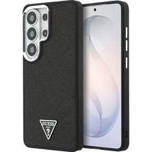 Galaxy S26 Ultra Kılıf Guess Lisanslı M-Safe Metal Kamera Çerçeveli Üçgen Logolu Glitter Kapak Siyah
