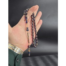 Daimond Serisi Özel Tasarım Altın Işlemeli Ateş Kehribar Tesbih