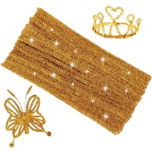 Merzümay 25 adet çiçek yapımına uygun simli altın şönil teli 6mm 30 cm