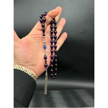 Premium Mavi Ateş Kehribar Tesbih 925 Ayar Özel Zirkonyum Tasarımlı