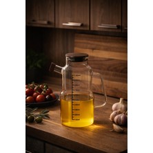 Porsima LM-0107 Evora Kapaklı Borosilikat Cam Yağlık Sirkelik Yağdanlık 1000ML