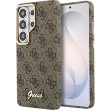 Galaxy S26 Ultra Kılıf Guess Lisanslı M-Safe Uyumlu Script Yazı Logolu 4g Desenli Kapak Kahverengi