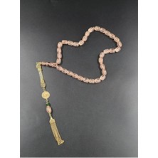 Kişiye Özel Koleksiyonluk Fasate Işçilikli Ateş Kehribar Tesbih 22K Altın Kaplama