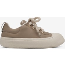 Tonny Black Kadın Bej Rahat Kalıp Kauçuk Taban Bağcıklı Sneaker