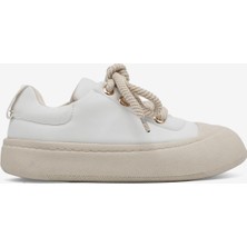 Tonny Black Kadın Beyaz Rahat Kalıp Kauçuk Taban Bağcıklı Sneaker