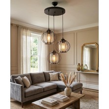 D-Light Kumru 3'lü Avize Siyah