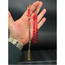 Hareli Ateş Kehribar Tesbih Özel Tasarım Püsküllü