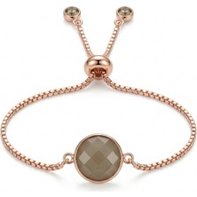 Boz Kuvars Taşlı Rose Asansörlü Bileklik