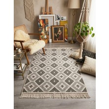 My Evilla Pamuklu Dokuma Çift Taraflı Kilim Yıkanabilir Modern Desenli Yolluk Kaymaz Dayanıklı Dekoratif Halı