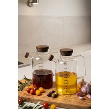 Porsima LM-0108 Verra Kapaklı Borosilikat Cam 2li Yağlık Sirkelik Yağdanlık Seti 1000ML