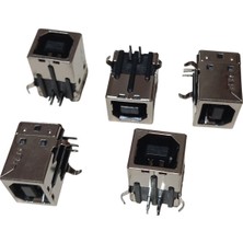 Devre Dünyası 5 Adet USB B Tipi Dişi Konnektör Siyah Lehim Tip Yazıcı Kablosu Dişi Soket