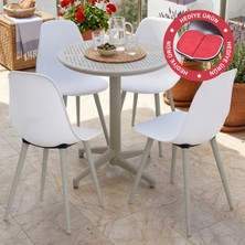 Vilinze Tilia Plastik Bahçe Balkon Bistro Seti Katlanır Masa 60*60 cm (1+4 Set)