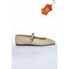 Brity %100 Hakiki Deri Baretli Balerin Model Günlük Babet