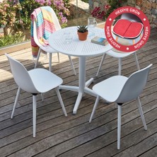 Vilinze Tilia Plastik Bahçe Balkon Bistro Seti Katlanır Masa 60*60 cm (1+4 Set)