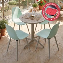 Vilinze Tilia Plastik Bahçe Balkon Bistro Seti Katlanır Masa 60*60 cm (1+4 Set)