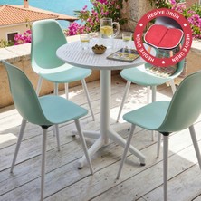 Vilinze Tilia Plastik Bahçe Balkon Bistro Seti Katlanır Masa 60*60 cm (1+4 Set)