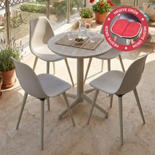 Vilinze Tilia Plastik Bahçe Balkon Bistro Seti Katlanır Masa 60*60 cm (1+4 Set)