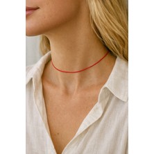 Crystal Atelier Ayarlanabilir Kırmızı Ip Kolye Choker ve Bileklik Takımı