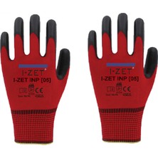 I-Zet INP05 Kırmızı Siyah Polyester Örme Nitril Eldiven 288 Adet No 10
