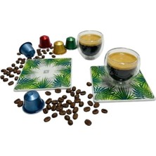 Nespresso Rio Çift Cidarlı Cam Espresso Bardak 2 x 80ML ve 2 Adet Porselen Bardak Altlığı Seti
