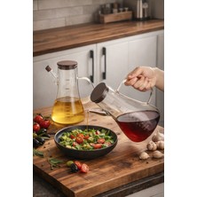 Porsima LM-0106 Serra Kapaklı Borosilikat Cam 2li Yağlık Sirkelik Yağdanlık Seti 1000ML
