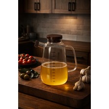 Porsima LM-0109 Livra Kapaklı Borosilikat Cam Yağlık Sirkelik Yağdanlık 1000ML