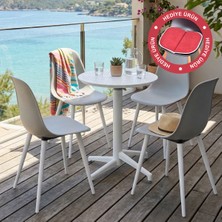 Vilinze Tilia Plastik Bahçe Balkon Bistro Seti Katlanır Masa 60*60 cm (1+4 Set)