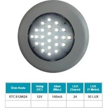 Sanel 12V-24V Spot Tavan Lamba 24 Ledli 6500K Beyaz (Su Geçirmez) (100 Mm) (Butonsuz)