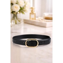 Williampolo  Asya Hakiki Deri Gold Toka Siyah Kadın Kemer