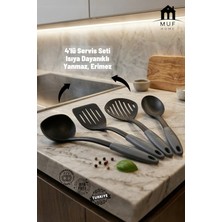 Muf Home Qlux Ideas 4 Parça Yanmaz Yapışmaz Mutfak Servis Seti - Kepçe, Spatula, Kevgir, Kaşık - Bpa Içermez