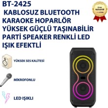 Kablosuz Bluetooth Karaoke Hoparlör Yüksek Güçlü Taşınabilir Parti Speaker Renkli LED Işık Efektli