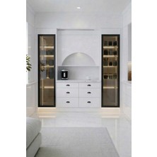 Dodef Wood Lüks High Gloss Mutfak Dolabı & Kahve Köşesi - %100 Mdf Gövde, LED Aydınlatmalı, 6 Çekmeceli 190X230