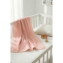 Sevim Dantelli Triko Örme Kız Bebek Battaniyesi 80X100 cm - Yumuşak, Hafif, Fistolu Örgü Battaniye - Pudra