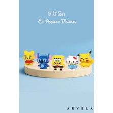 Arvela 5’li Mini Blok Figür Seti – Winnie, Stitch, Spongebob, Hello Kitty ve Pikachu Koleksiyon Seti