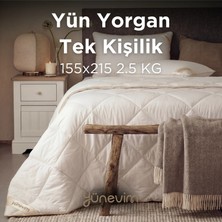 Yünevim Kuzu Yünü Tek Kişilik Yorgan 155X215 cm 2,5 kg Merinos Kuzu Yünü