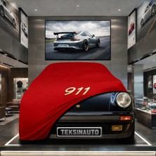 ULTRASHOP Porsche 911 Targa Type 930 1987-89 Kumaş Oto Branda Araç Brandası Kırmızı Renk Kumaş Penye Araba Brandası Pratik Araç Örtüsü