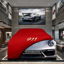 ULTRASHOP Porsche 911 992 Targa (2020-2024) Kumaş Oto Branda Araç Brandası Kırmızı Renk Kumaş Penye Araba Brandası Pratik Araç Örtüsü