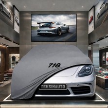 ULTRASHOP Porsche 718 Spyder (982) (2019-) Kumaş Oto Branda Araç Brandası Gri Renk Kumaş Penye Araba Brandası Pratik Araç Örtüsü
