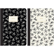 Keskin Color Limited Edition B5 40 Yp. Terzi Dikiş Not Defteri - 2'li Blk & White Bows