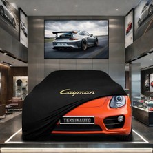 ULTRASHOP Porsche Cayman 981 C (2013-2016) Kumaş Oto Branda Araç Brandası Siyah Renk Kumaş Penye Araba Brandası Pratik Araç Örtüsü