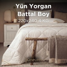 Yünevim Kuzu Yünü Battal Boy Yorgan 220X240 cm 4 kg Merinos Kuzu Yünü