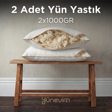 Yünevim Doğal Boncuk Kuzu Yünü Yastık 2 Adet 50X70 cm 2X1000 gr Merinos Kuzu Yünü