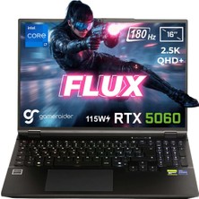GameRaider FLUX GR16 Intel Core i7-14650HX GeForce RTX 5060 8GB 115W 48GB DDR5 1TB SSD 16 inç 2.5K QHD+ 180Hz FreeDos Gaming Laptop