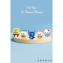 Arvela 5’li Mini Blok Figür Seti – Spongebob, Donald, Stitch, Daisy ve Hello Kitty Koleksiyon Seti